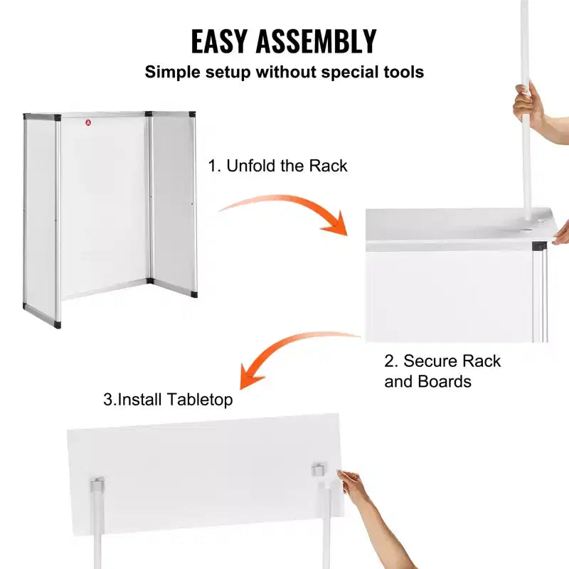 Table de comptoir de promotion VEVOR, Table de podium d'exposition portable, 30,91 x 14,96 x 71,46, Stand de comptoir d'exposition avec mur, Blanc