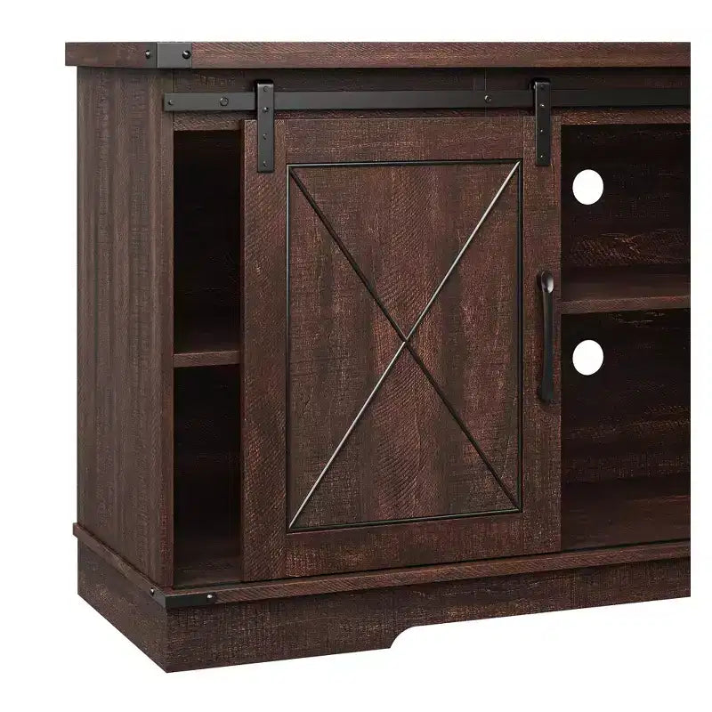 Meuble TV de ferme GustoWave pour téléviseurs jusqu'à 65 pouces, centre de divertissement avec portes coulissantes de grange et étagère réglable pour salon