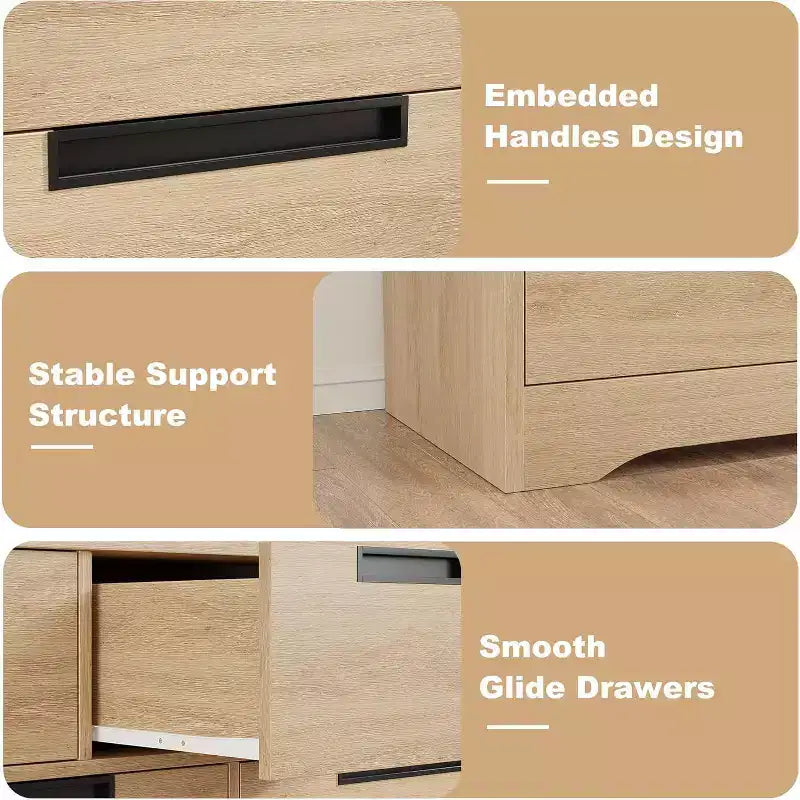 Commode CuisinSmart à 5 tiroirs, commode avec poignées intégrées, organisateur de commode pour salon, chambre d'enfant, couloir et entrée
