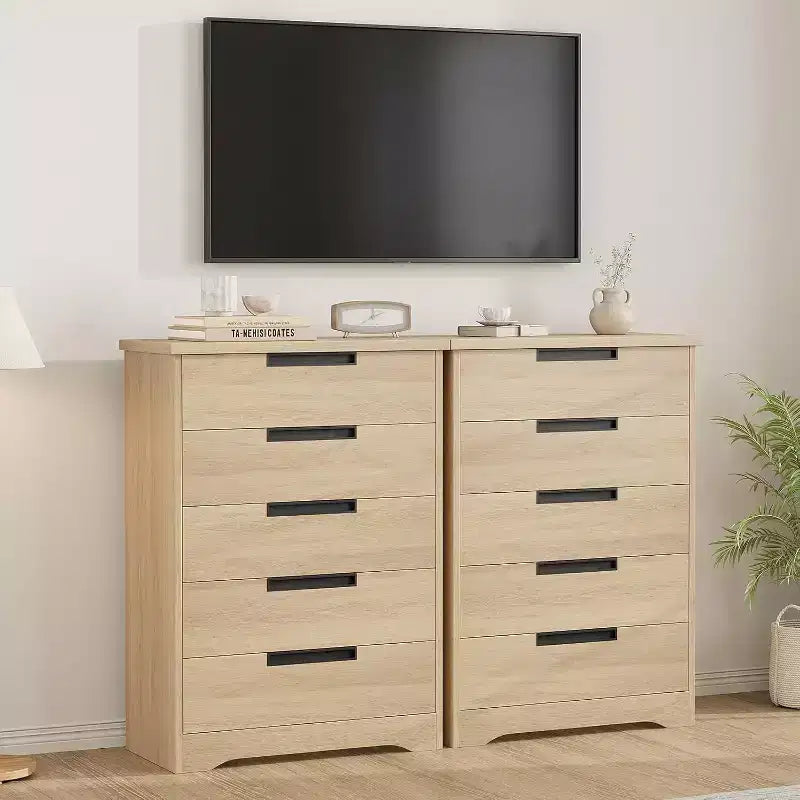 Commode CuisinSmart à 5 tiroirs, commode avec poignées intégrées, organisateur de commode pour salon, chambre d'enfant, couloir et entrée