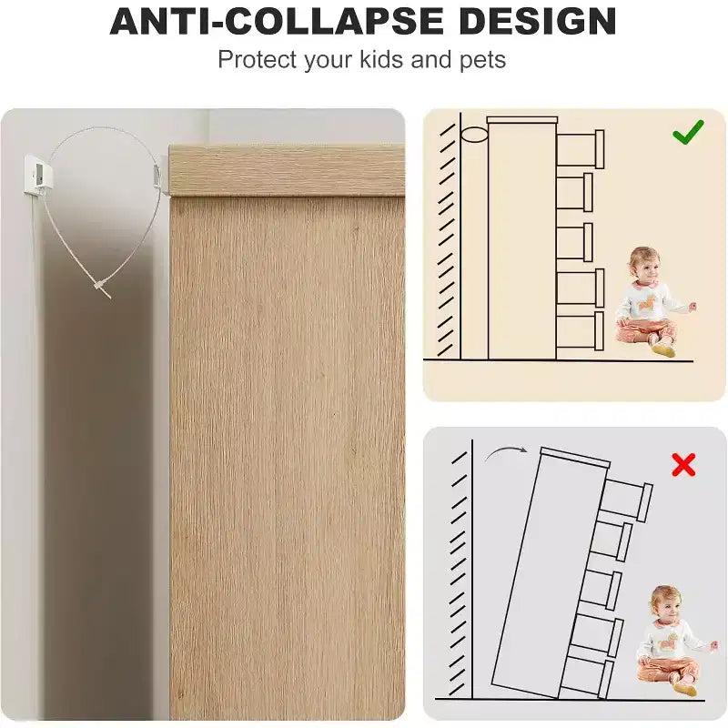 Commode CuisinSmart à 5 tiroirs, commode avec poignées intégrées, organisateur de commode pour salon, chambre d'enfant, couloir et entrée