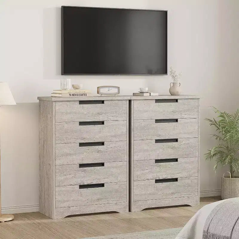 Commode CuisinSmart à 5 tiroirs, commode avec poignées intégrées, organisateur de commode pour salon, chambre d'enfant, couloir et entrée
