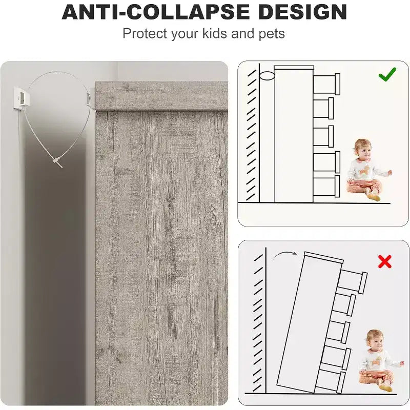 Commode CuisinSmart à 5 tiroirs, commode avec poignées intégrées, organisateur de commode pour salon, chambre d'enfant, couloir et entrée