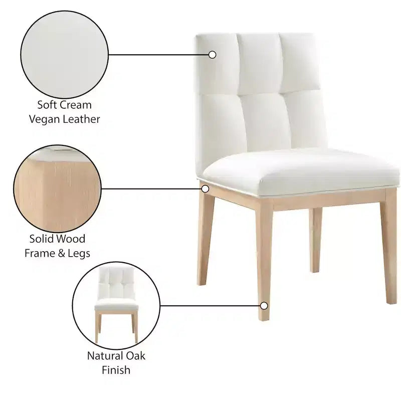 Meridian Furniture, Chaise de salle à manger latérale Adrian en cuir végétalien, ensemble de 2