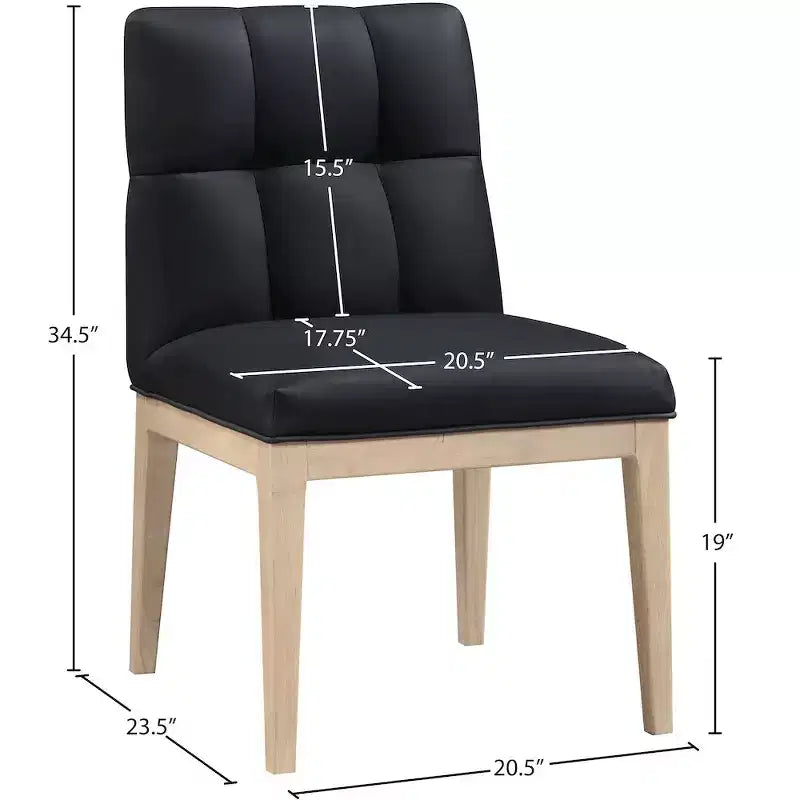 Meridian Furniture, Chaise de salle à manger latérale Adrian en cuir végétalien, ensemble de 2