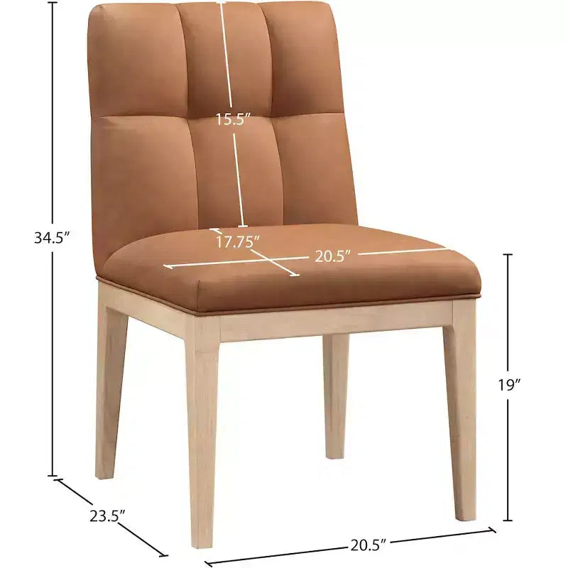 Meridian Furniture, Chaise de salle à manger latérale Adrian en cuir végétalien, ensemble de 2