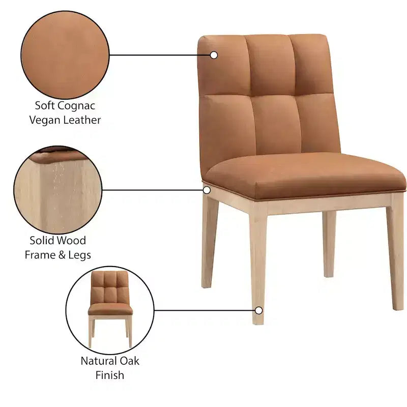 Meridian Furniture, Chaise de salle à manger latérale Adrian en cuir végétalien, ensemble de 2
