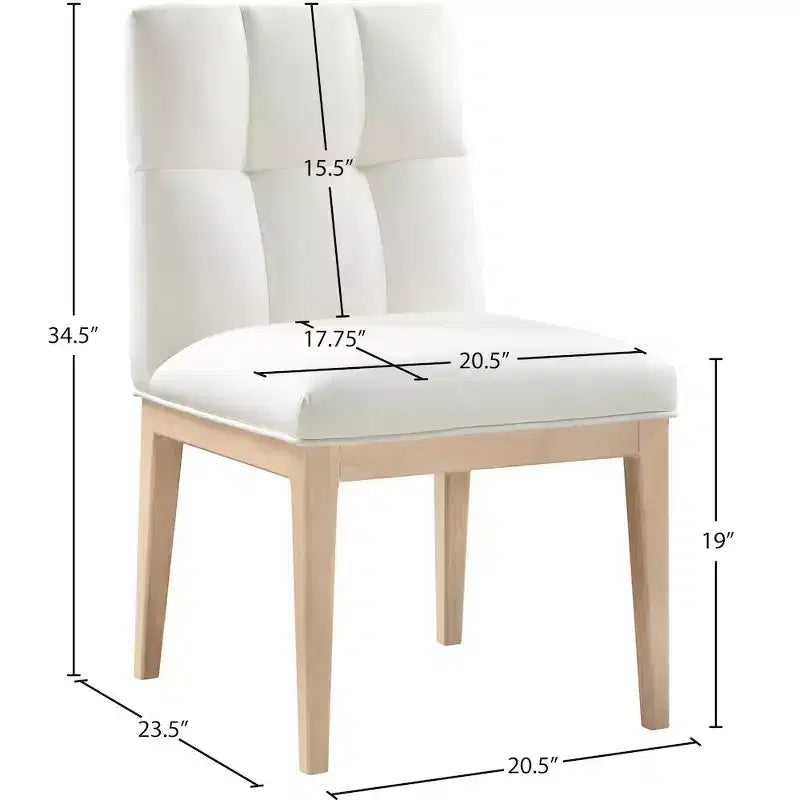Meridian Furniture, Chaise de salle à manger latérale Adrian en cuir végétalien, ensemble de 2