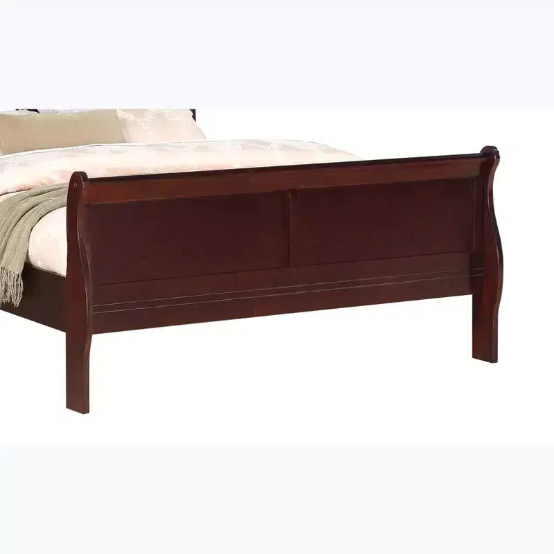 Okak Lit traîneau pour enfant 80 lits en bois massif avec tête de lit/pied de lit, design sûr à profil bas pour chambre d'enfant, cerise