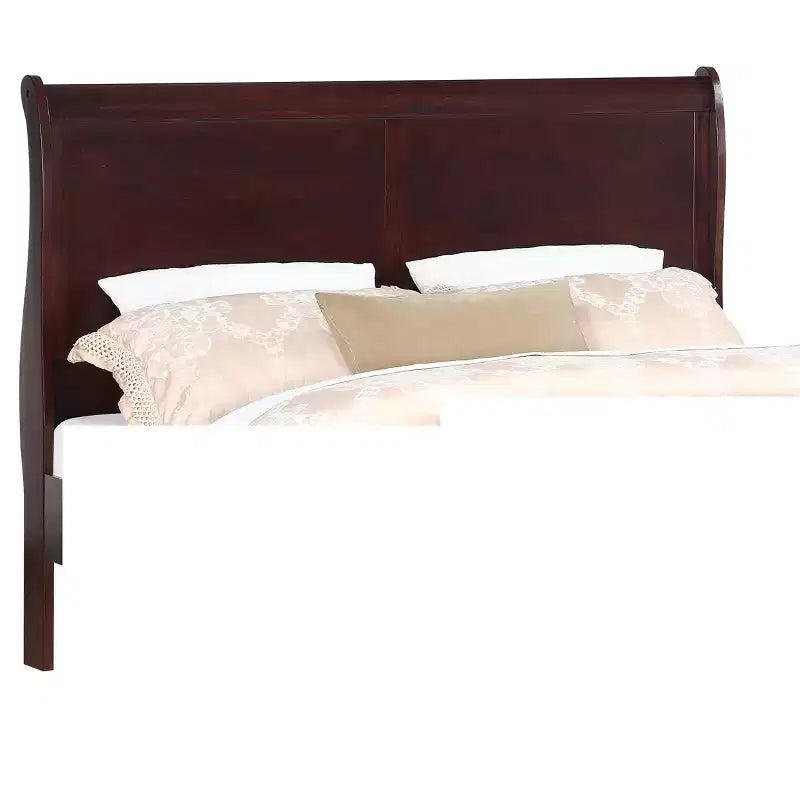 Okak Lit traîneau pour enfant 80 lits en bois massif avec tête de lit/pied de lit, design sûr à profil bas pour chambre d'enfant, cerise