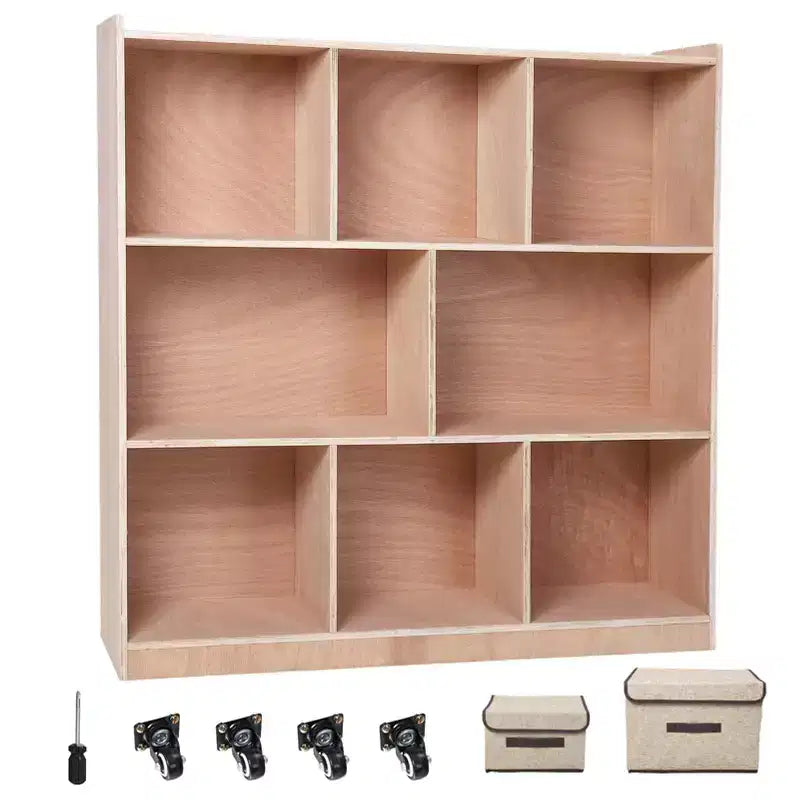 Meuble de rangement à 8 compartiments pour salles de classe, surface lisse émaillée, casiers pour salles de classe, meuble de rangement avec 4 roulettes, 2 boîtes de rangement