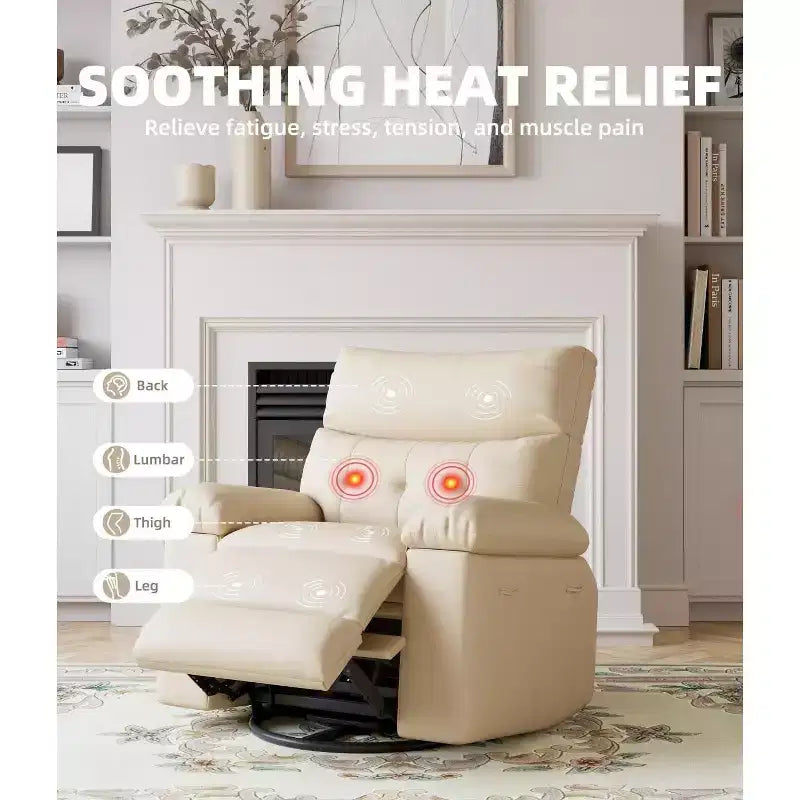 Fauteuil inclinable, fauteuil inclinable et pivotant, fauteuil inclinable pivotant à 360° avec fonction chauffante et massante