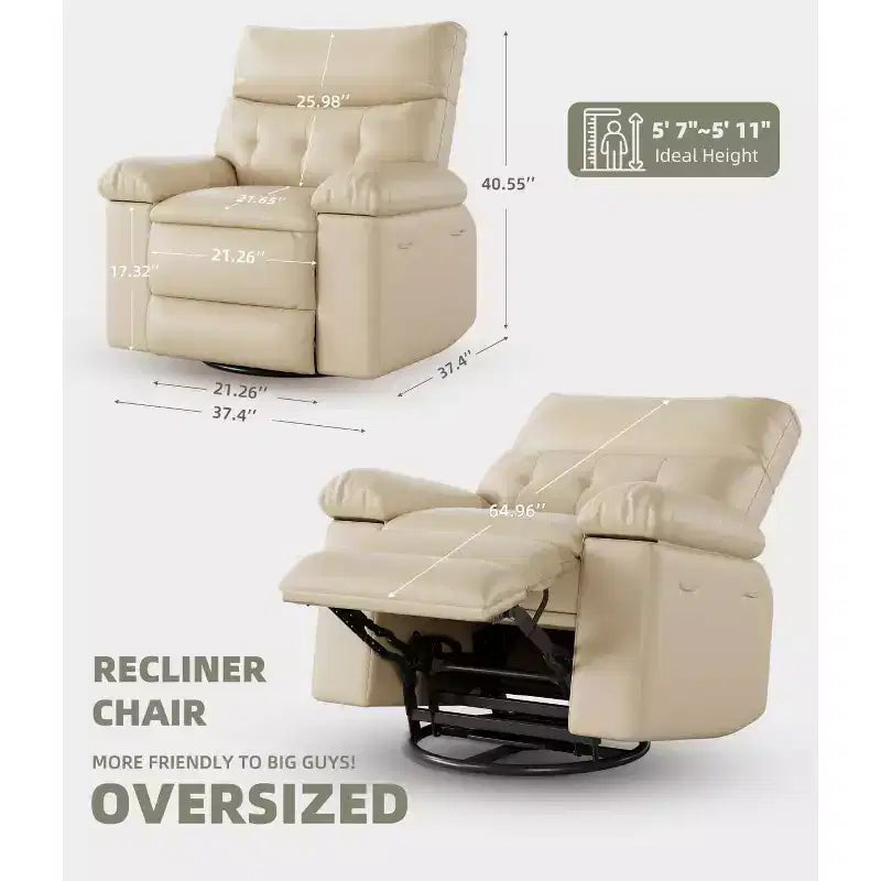 Fauteuil inclinable, fauteuil inclinable et pivotant, fauteuil inclinable pivotant à 360° avec fonction chauffante et massante