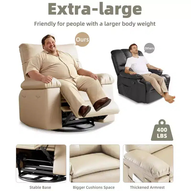 Fauteuil inclinable, fauteuil inclinable et pivotant, fauteuil inclinable pivotant à 360° avec fonction chauffante et massante