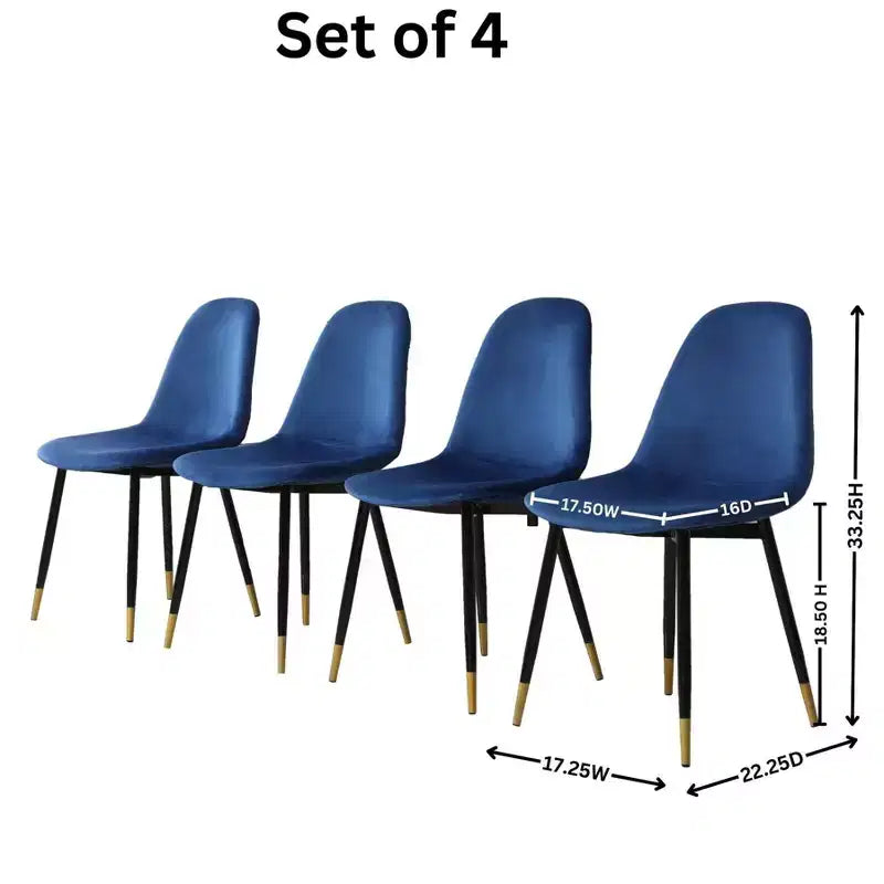 Lot de 4 chaises de salle à manger modernes Okak en tissu, avec dossier incurvé et pieds métalliques inclinés, chaises d'appoint pour cuisine et salle à manger