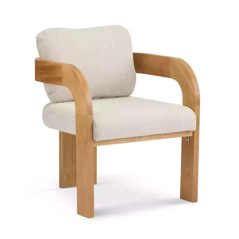 Chaises de salle à manger modernes Okak avec dossier rembourré (lot de 2), cadre en bois massif, fauteuils en tissu pour salon/salle à manger
