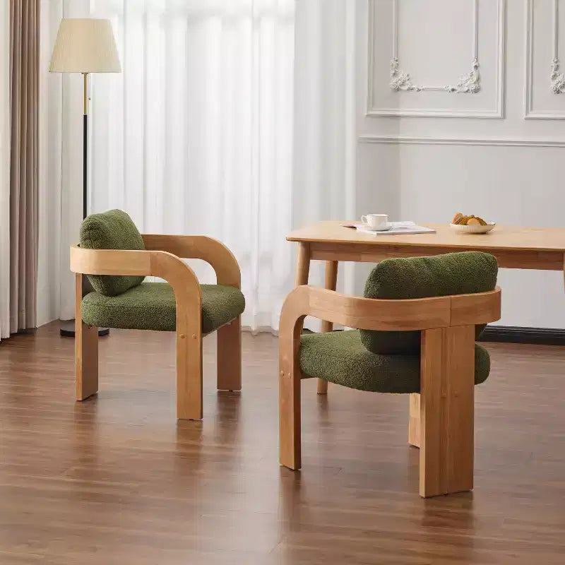Chaises de salle à manger modernes Okak avec dossier rembourré (lot de 2), cadre en bois massif, fauteuils en tissu pour salon/salle à manger