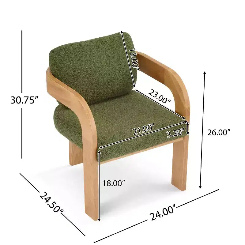 Chaises de salle à manger modernes Okak avec dossier rembourré (lot de 2), cadre en bois massif, fauteuils en tissu pour salon/salle à manger