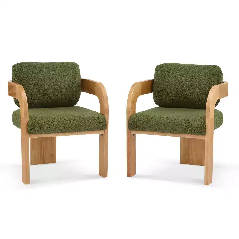 Chaises de salle à manger modernes Okak avec dossier rembourré (lot de 2), cadre en bois massif, fauteuils en tissu pour salon/salle à manger