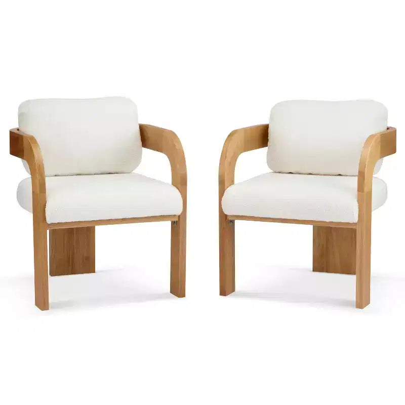 Chaises de salle à manger modernes Okak avec dossier rembourré (lot de 2), cadre en bois massif, fauteuils en tissu pour salon/salle à manger