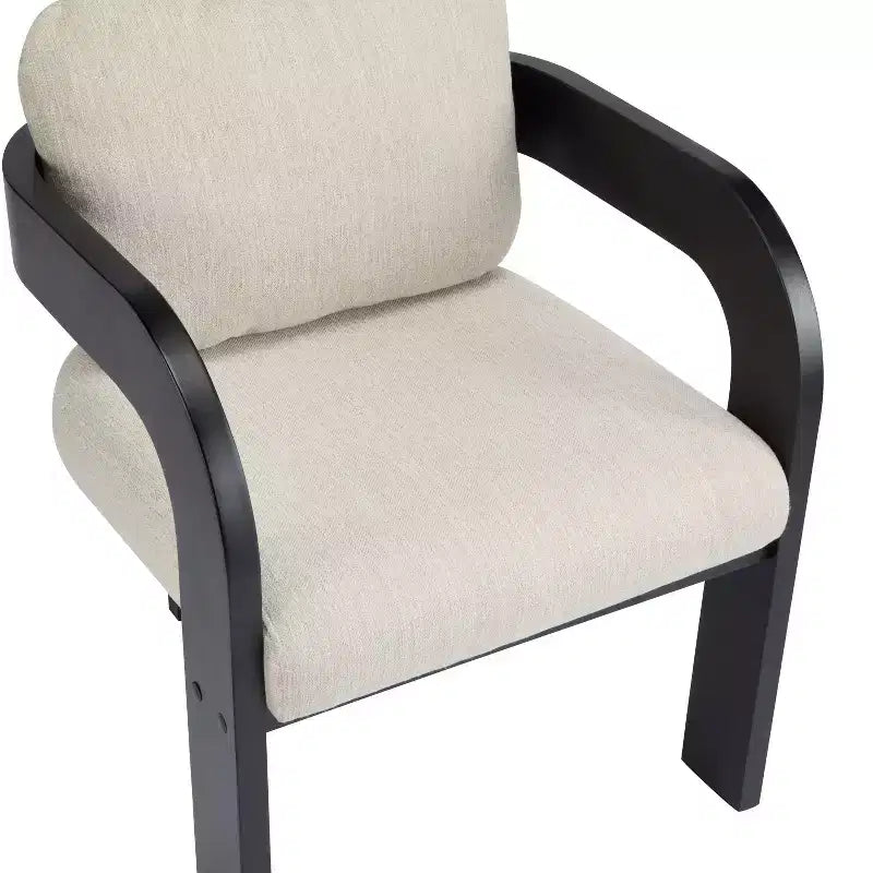 Chaises de salle à manger modernes Okak avec dossier rembourré (lot de 2), cadre en bois massif, fauteuils en tissu pour salon/salle à manger