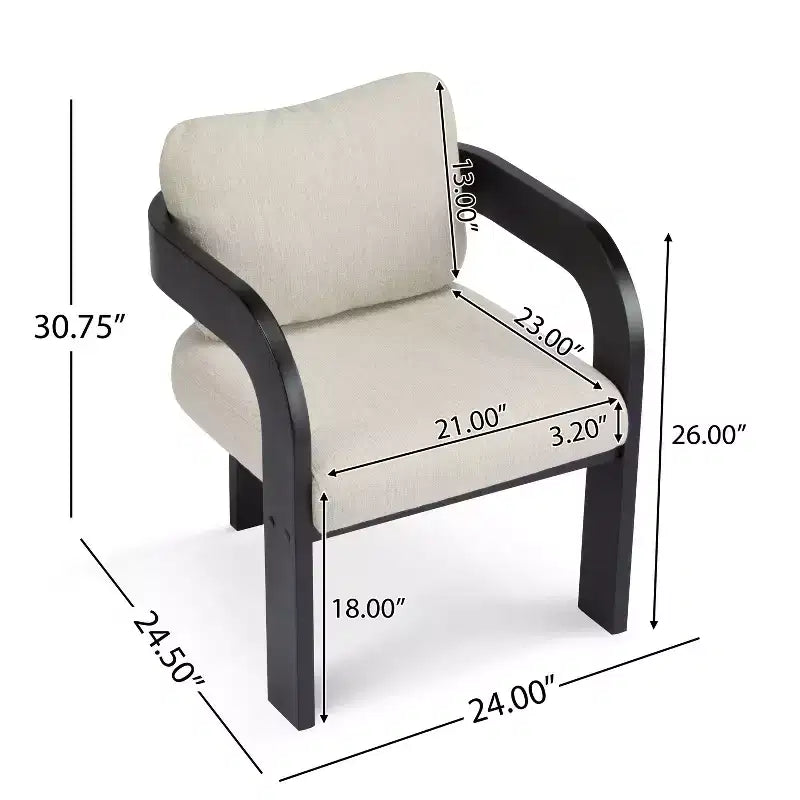Chaises de salle à manger modernes Okak avec dossier rembourré (lot de 2), cadre en bois massif, fauteuils en tissu pour salon/salle à manger