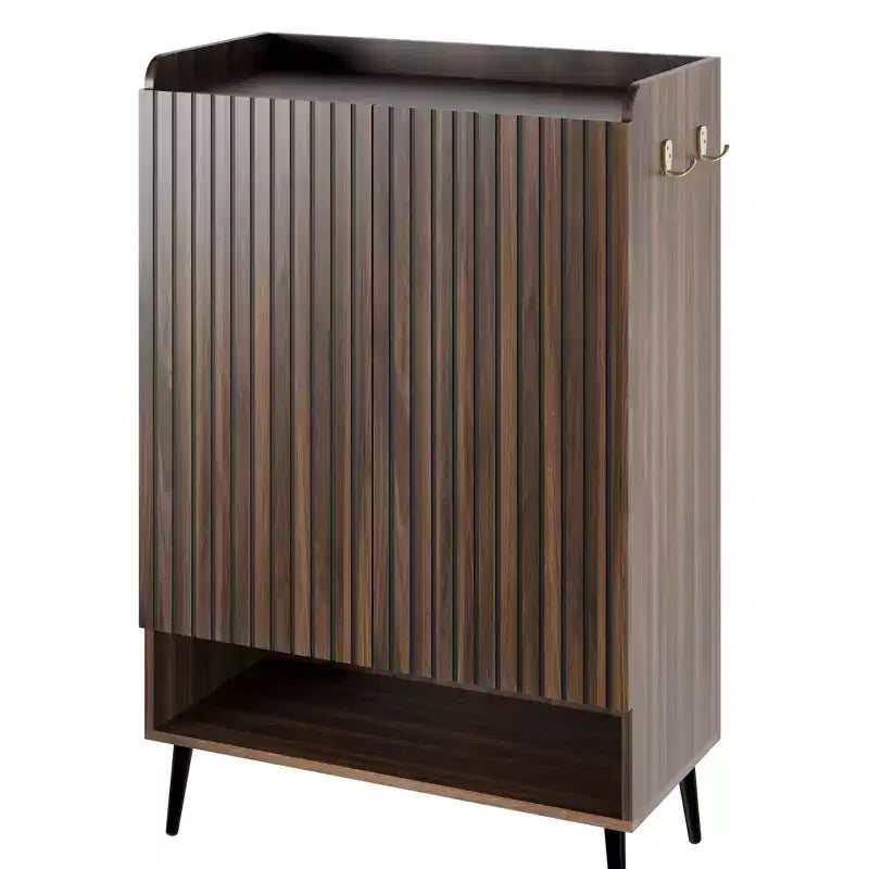 Grand meuble à chaussures GustoWave avec 2 portes, meuble de rangement pour chaussures d'entrée à 6 niveaux avec étagères réglables, organisateur de porte-chaussures autoportant