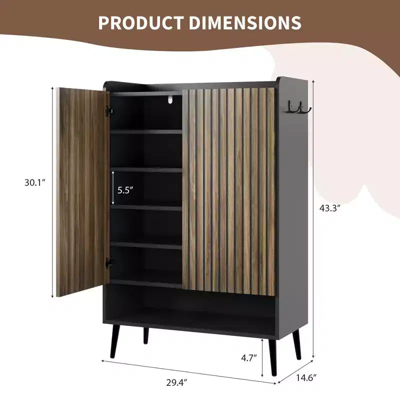 Grand meuble à chaussures GustoWave avec 2 portes, meuble de rangement pour chaussures d'entrée à 6 niveaux avec étagères réglables, organisateur de porte-chaussures autoportant