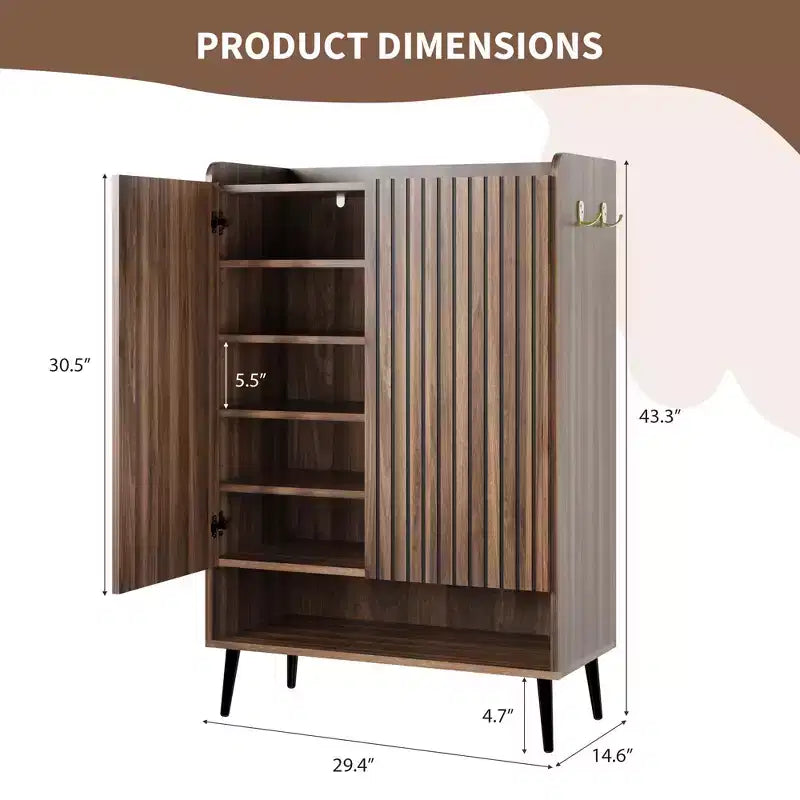 Grand meuble à chaussures GustoWave avec 2 portes, meuble de rangement pour chaussures d'entrée à 6 niveaux avec étagères réglables, organisateur de porte-chaussures autoportant