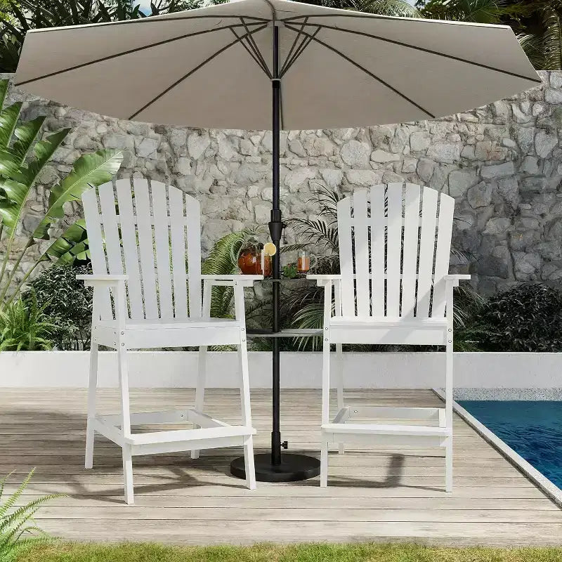 2 chaises de bar Adirondack hautes de terrasse, tabourets de bar Adirondack d'extérieur avec plateau de connexion, chaise de tabouret de bar à dossier haut