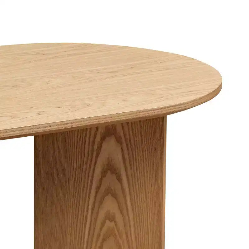 Table basse ovale moderne Okak 39L, petite table d'appoint avec base piédestal robuste, taille compacte pour salon et chambre à coucher