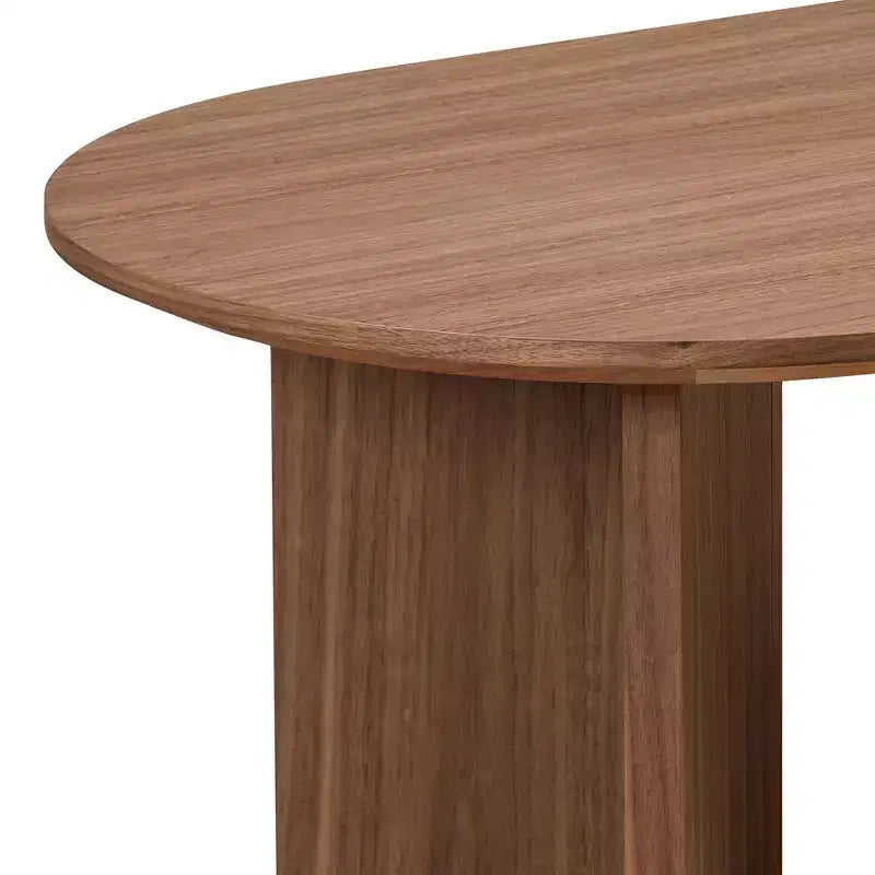 Table basse ovale moderne Okak 39L, petite table d'appoint avec base piédestal robuste, taille compacte pour salon et chambre à coucher