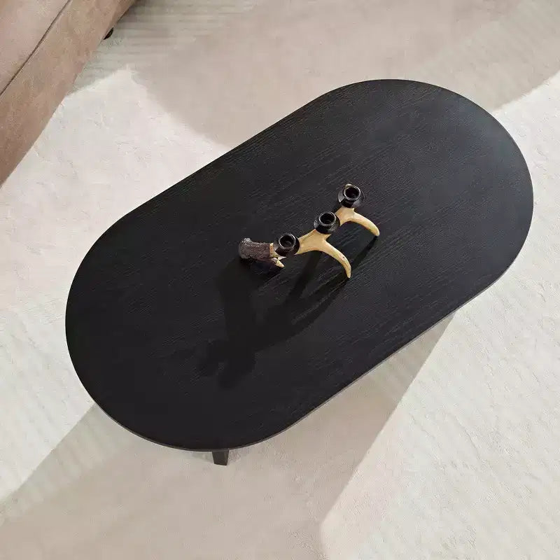 Table basse ovale moderne Okak 39L, petite table d'appoint avec base piédestal robuste, taille compacte pour salon et chambre à coucher