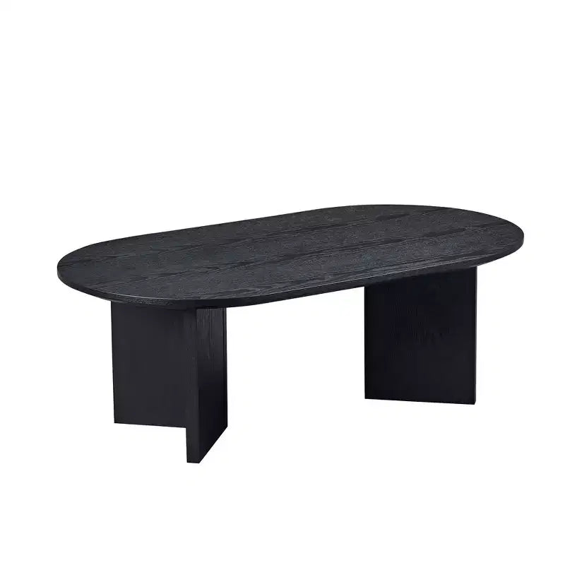 Table basse ovale moderne Okak 39L, petite table d'appoint avec base piédestal robuste, taille compacte pour salon et chambre à coucher