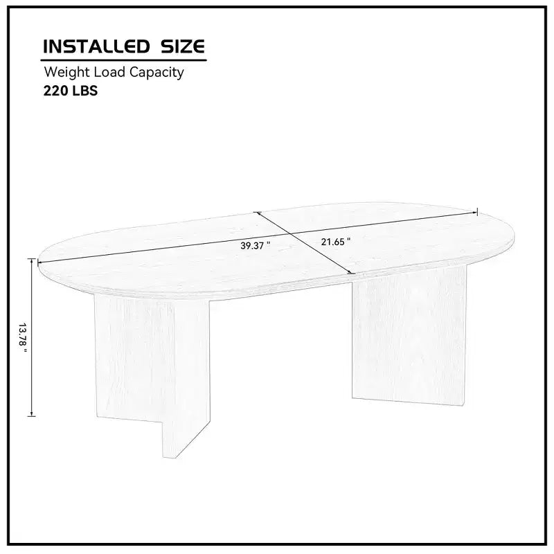 Table basse ovale moderne Okak 39L, petite table d'appoint avec base piédestal robuste, taille compacte pour salon et chambre à coucher