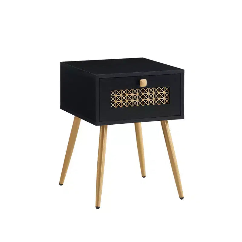 Table d'appoint de ferme avec tiroir Hues Farmhouse, plateau étanche et design incurvé