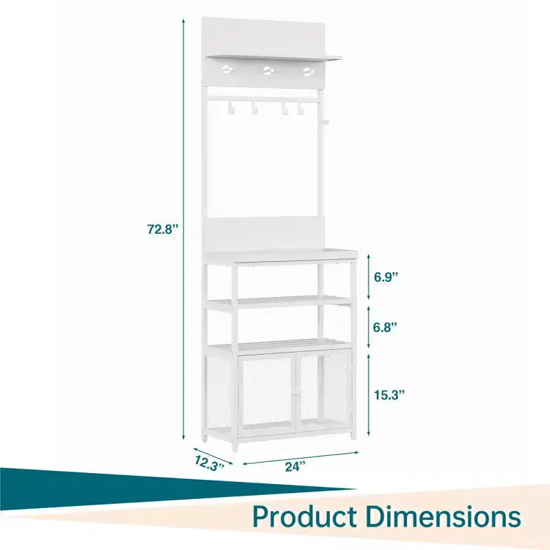 Set moderno per ingresso in alluminio, mobile da ingresso da 73 pollici con specchio e panca, scaffali portascarpe, combinazione nero/marrone per spazi abitativi