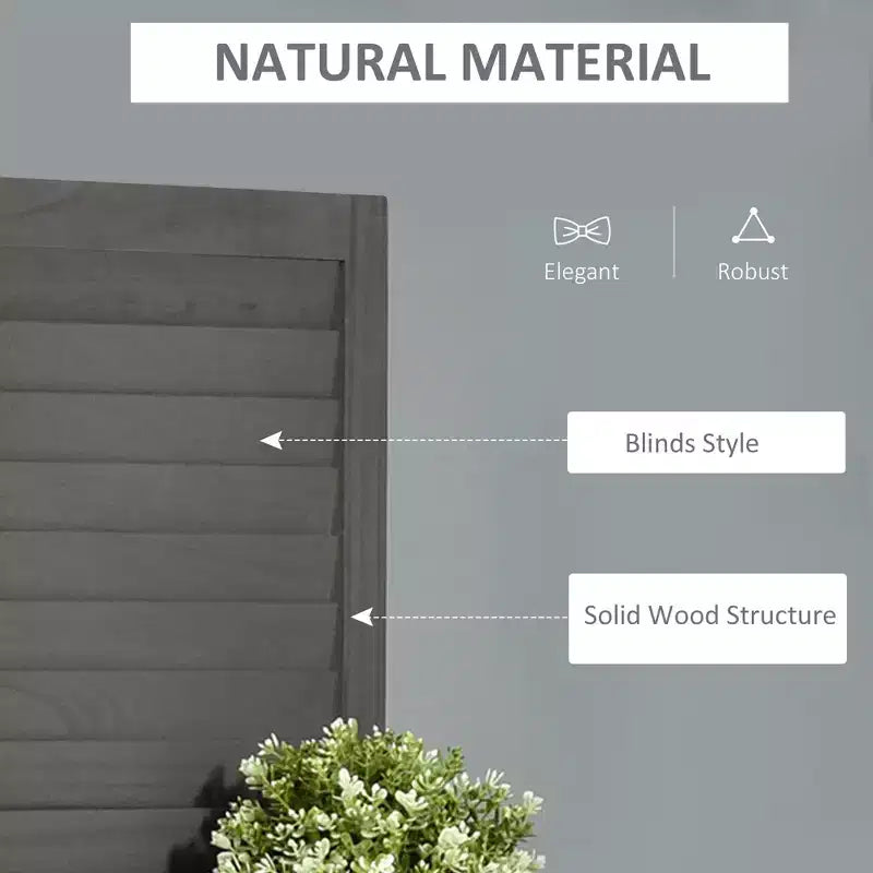 MAYEERTY Paravent Pliant 4 Panneaux avec Étagères de Rangement en Bois de Paulownia, Cloison de Séparation Autoportante pour Chambre ou Bureau, Gris