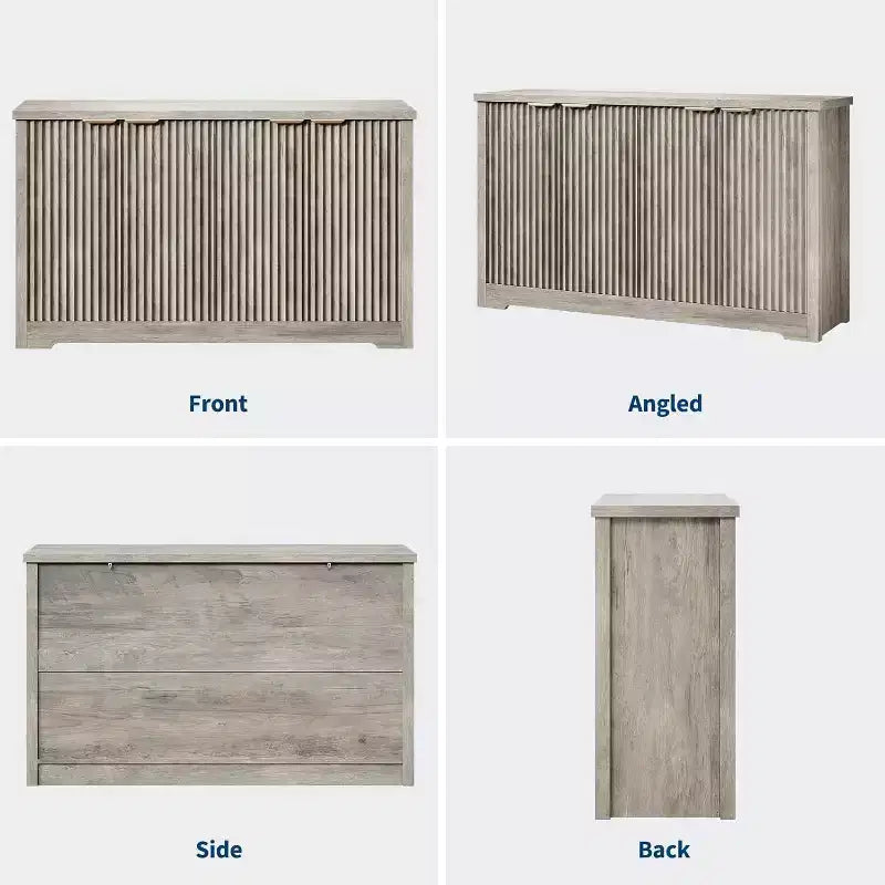 Bahut moderne cannelé en bois avec 4 portes et étagère réglable, plateau spacieux, console polyvalente pour buffet et bar à café pour salle à manger