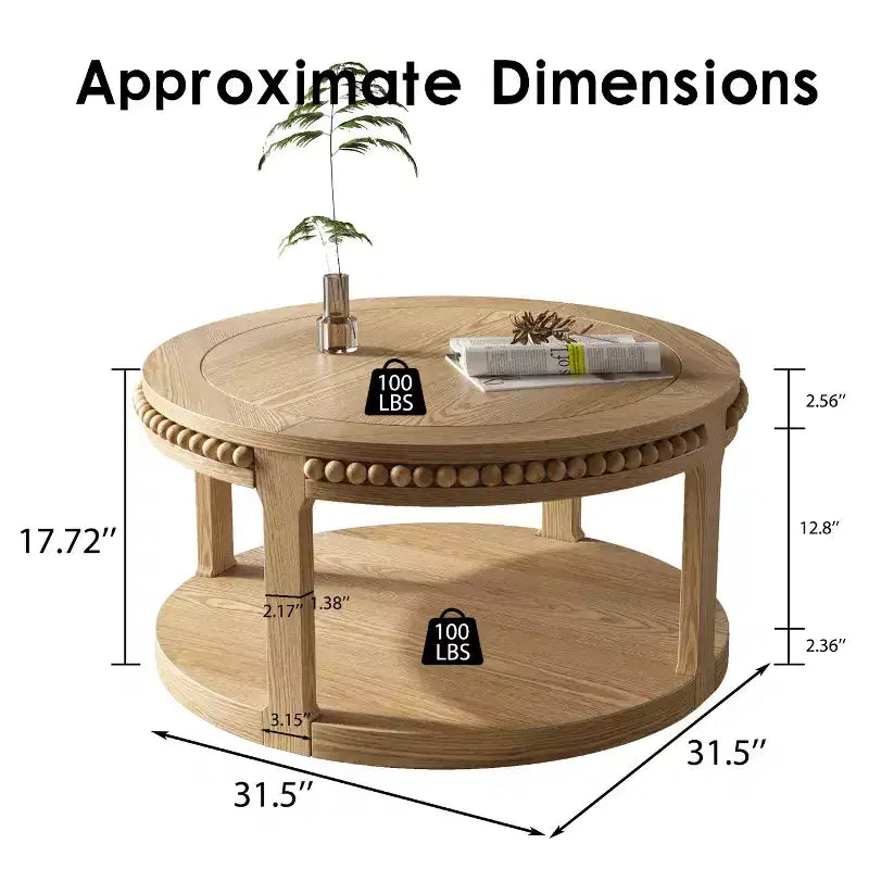 Table basse ronde à 2 niveaux moderne en bois 31 GDFStudio Chiori