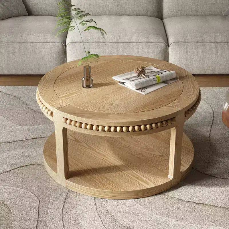 Table basse ronde à 2 niveaux moderne en bois 31 GDFStudio Chiori