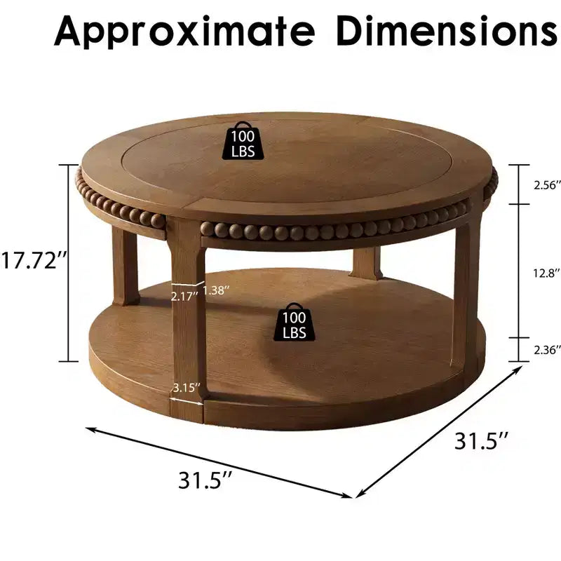 Table basse ronde à 2 niveaux moderne en bois 31 GDFStudio Chiori