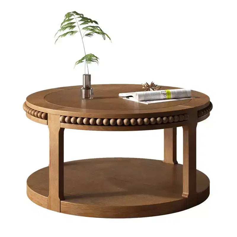 Table basse ronde à 2 niveaux moderne en bois 31 GDFStudio Chiori
