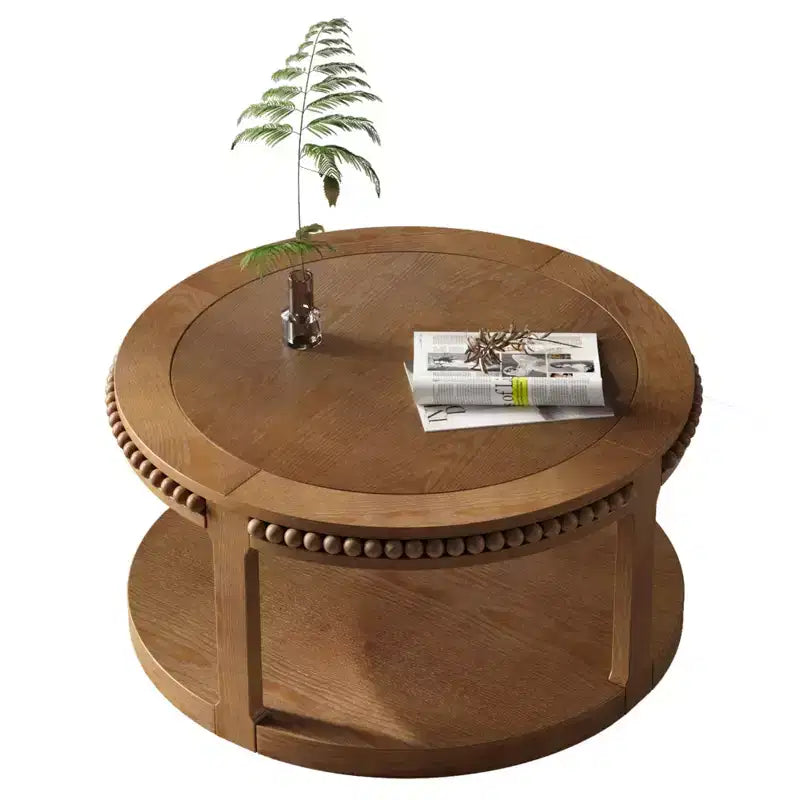 Table basse ronde à 2 niveaux moderne en bois 31 GDFStudio Chiori