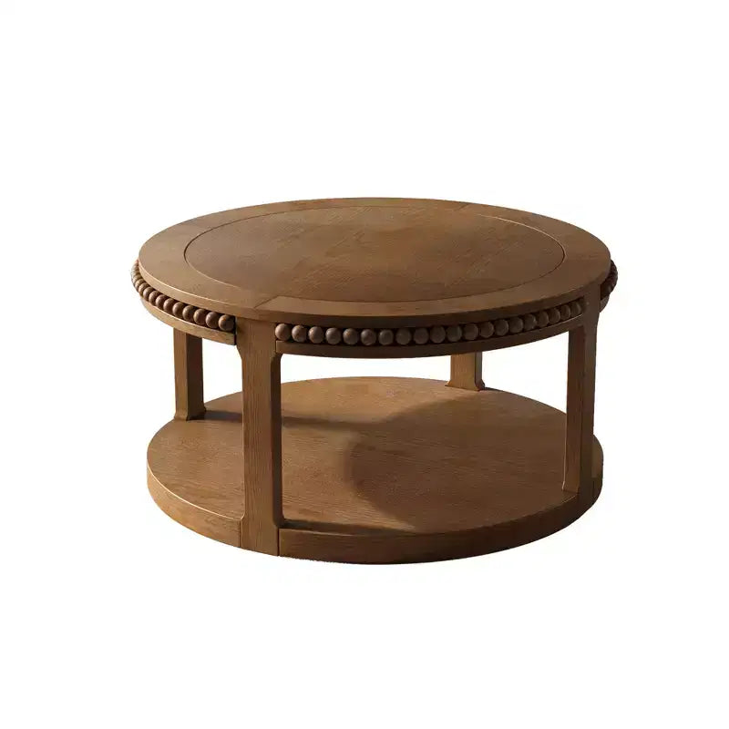Table basse ronde à 2 niveaux moderne en bois 31 GDFStudio Chiori