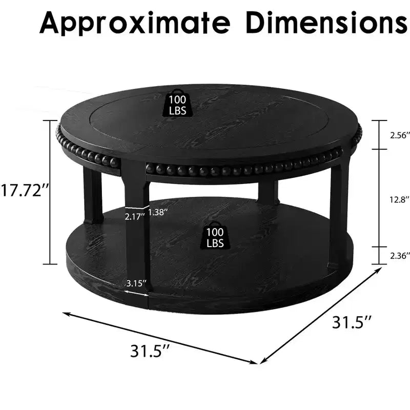 Table basse ronde à 2 niveaux moderne en bois 31 GDFStudio Chiori