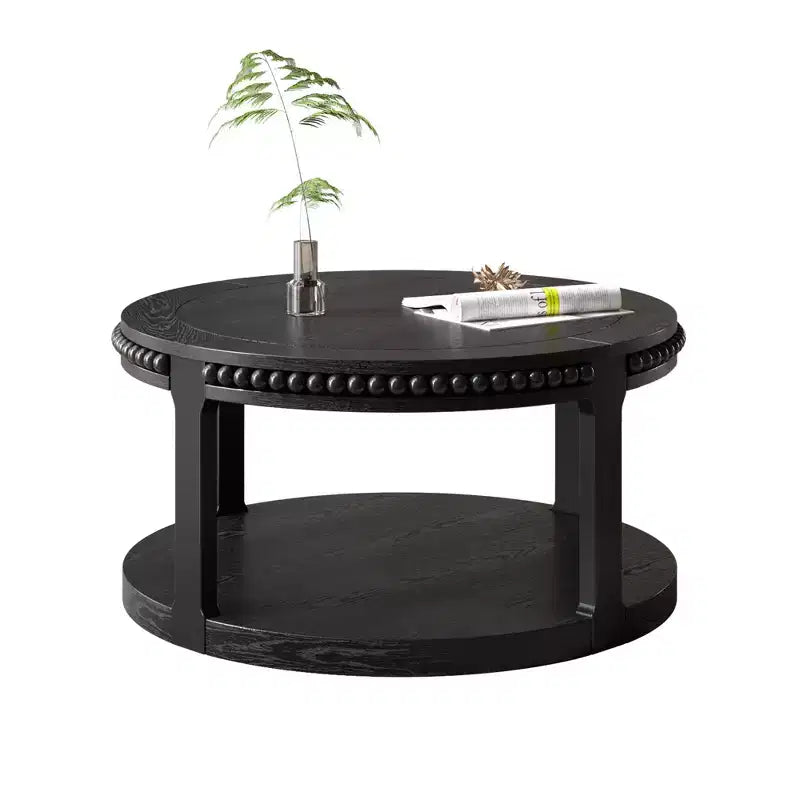 Table basse ronde à 2 niveaux moderne en bois 31 GDFStudio Chiori
