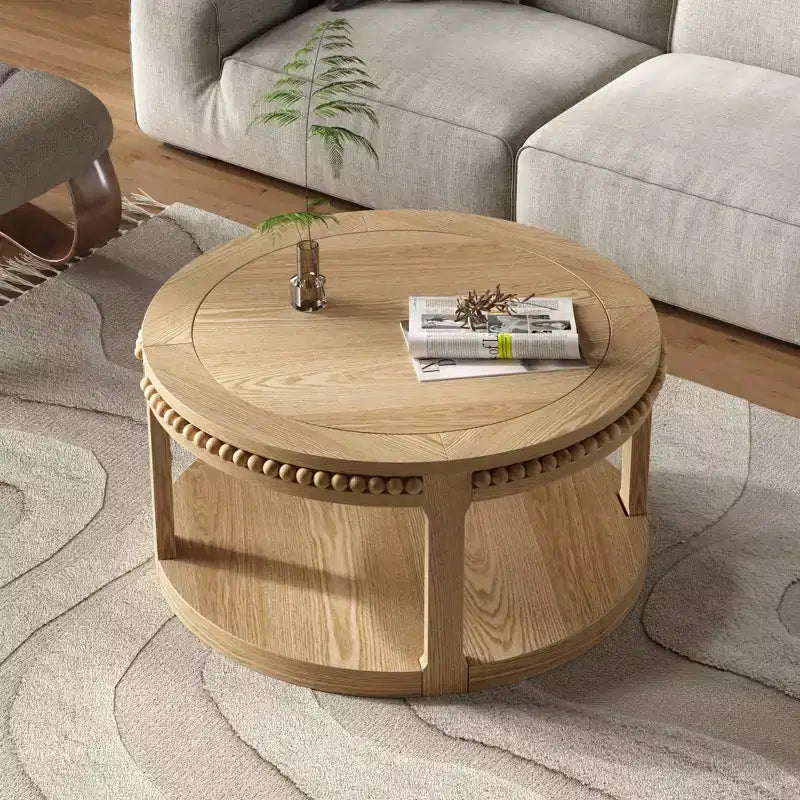Table basse ronde à 2 niveaux moderne en bois 31 GDFStudio Chiori