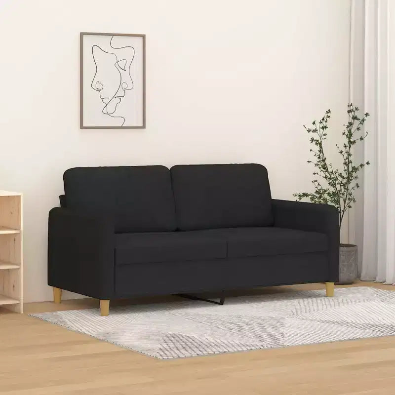 vidaXL Canapé 2 places noir 55,1 Tissu