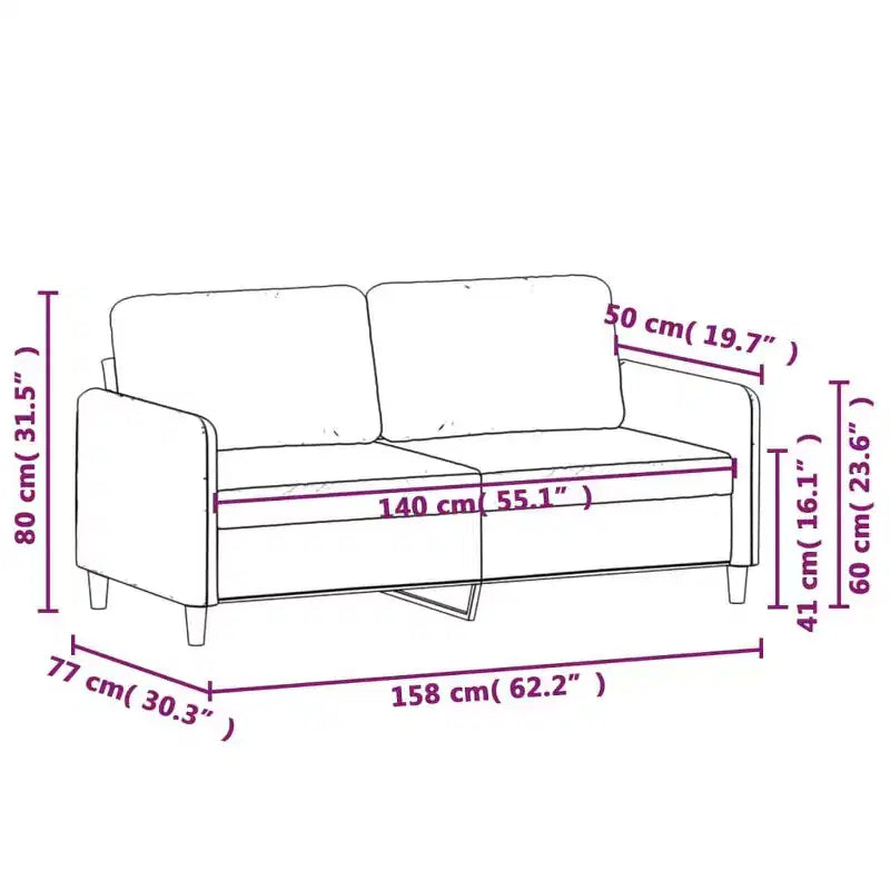 vidaXL Canapé 2 places noir 55,1 Tissu